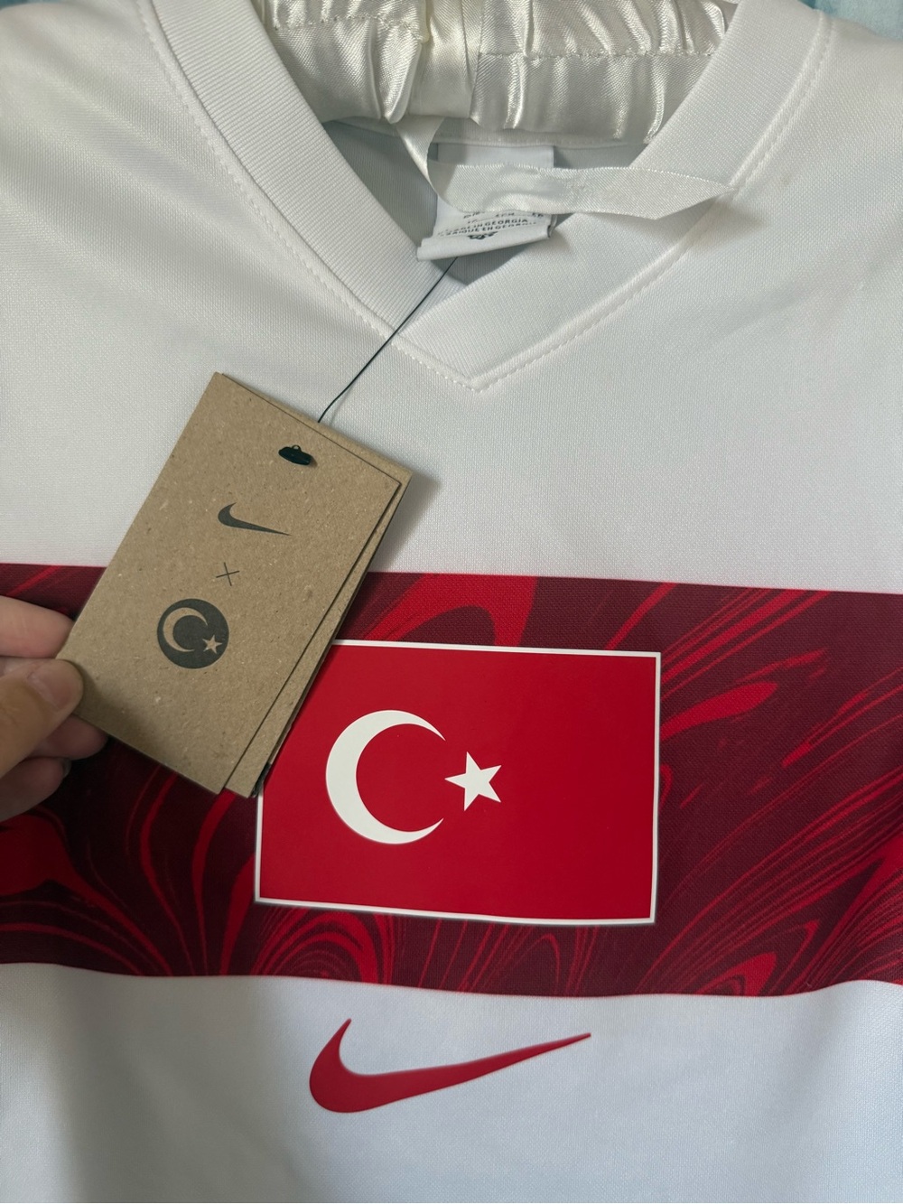 Nike White and Red Turkey Soccer Jersey